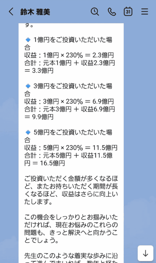 Aurora X 詐欺 COLSへの投資で230%の利益を示した収益例