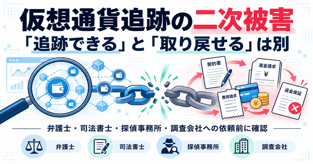 仮想通貨詐欺の被害金回収|弁護士・探偵・調査会社へ依頼する前に確認したいこと